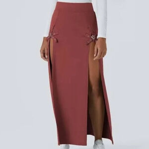 Halara High Waisted Decorative Buckle Split 2-in-1 Maxi Casual Skirt | Size S